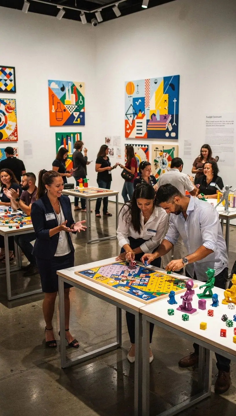 Adults discussing diverse board game formats